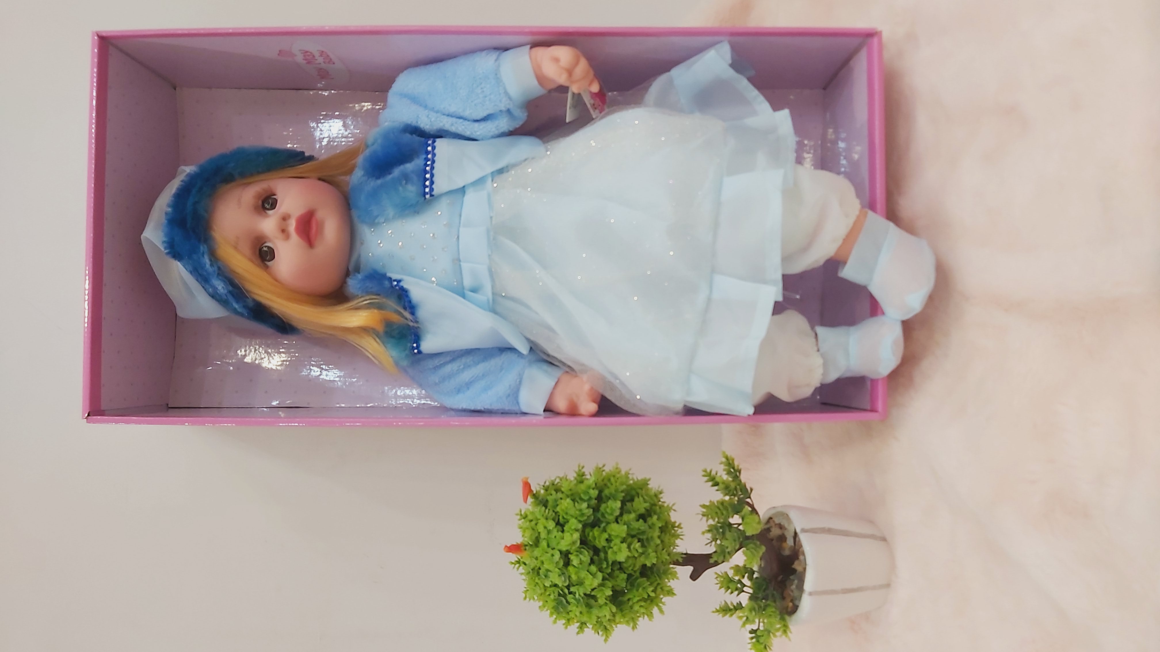 عروسک دختر سایز بزرگ ۶۰ سانتی موزیکال اوازه خوان با جعبه کادویی